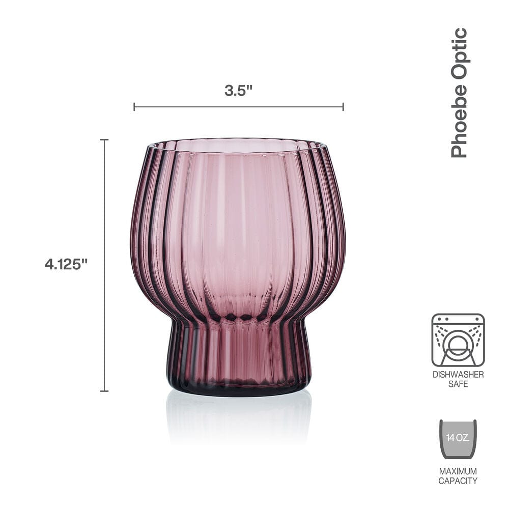 Phoebe Optic Lilac Set of 4 Double Old Fashioned Glasses