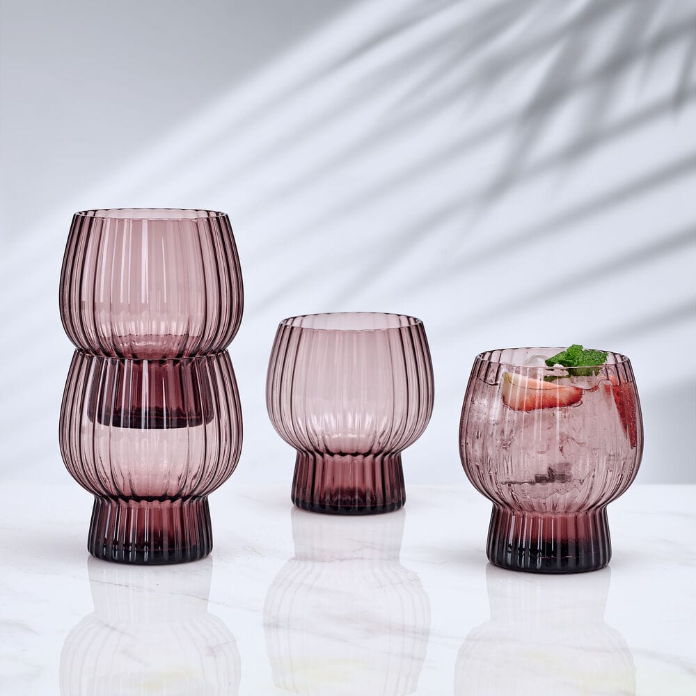 Phoebe Optic Lilac Set of 4 Double Old Fashioned Glasses