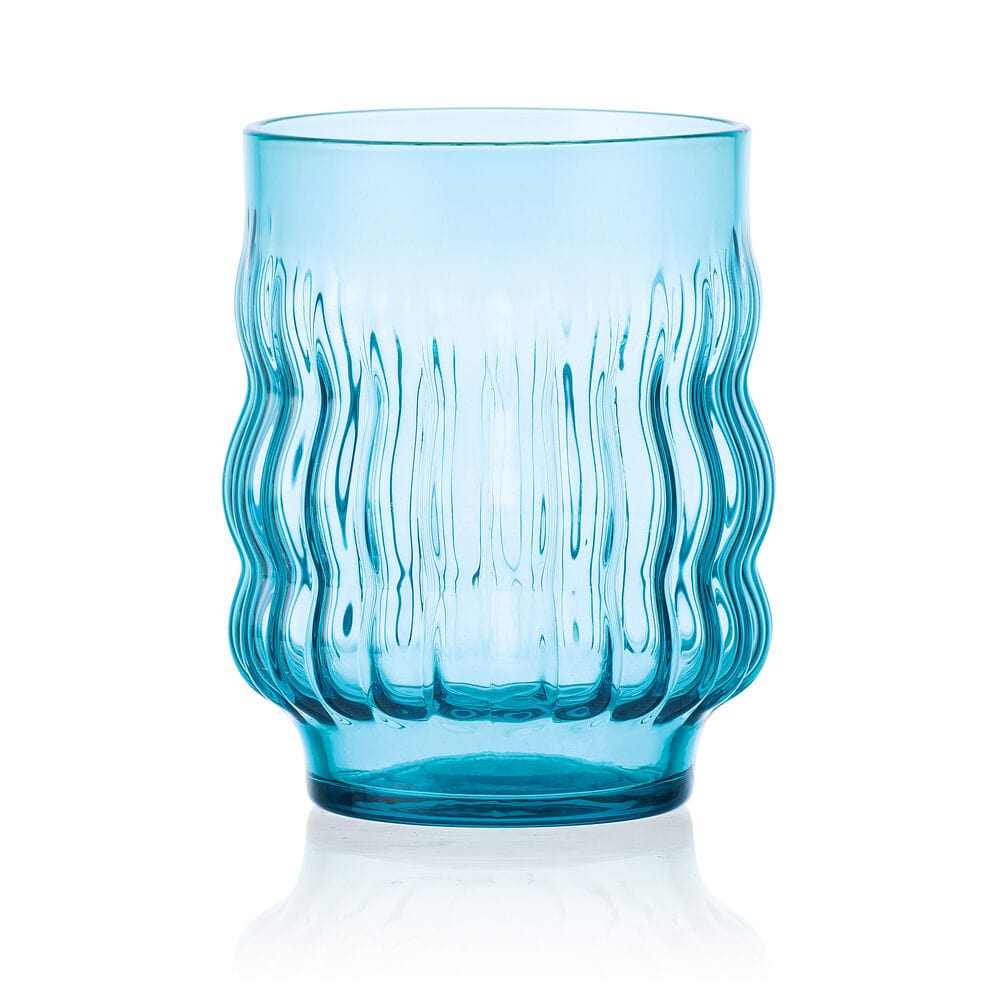 Waves Blue Set of 4 Stackable Double Old Fashioned Glasses