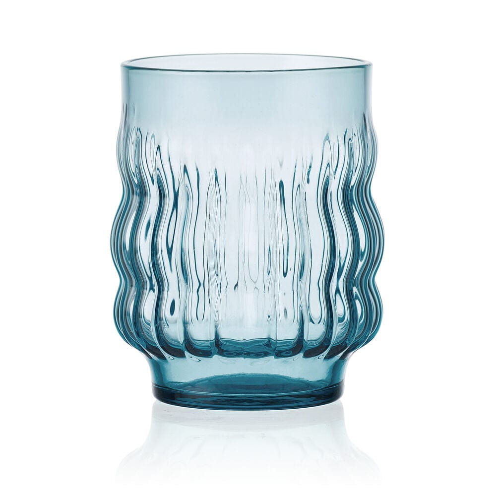 Waves Blue Set of 4 Stackable Double Old Fashioned Glasses