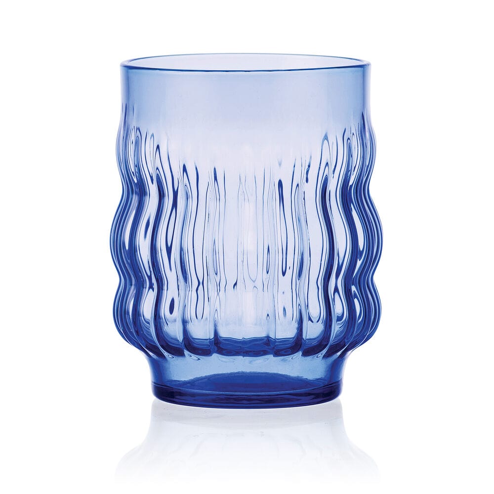 Waves Blue Set of 4 Stackable Double Old Fashioned Glasses