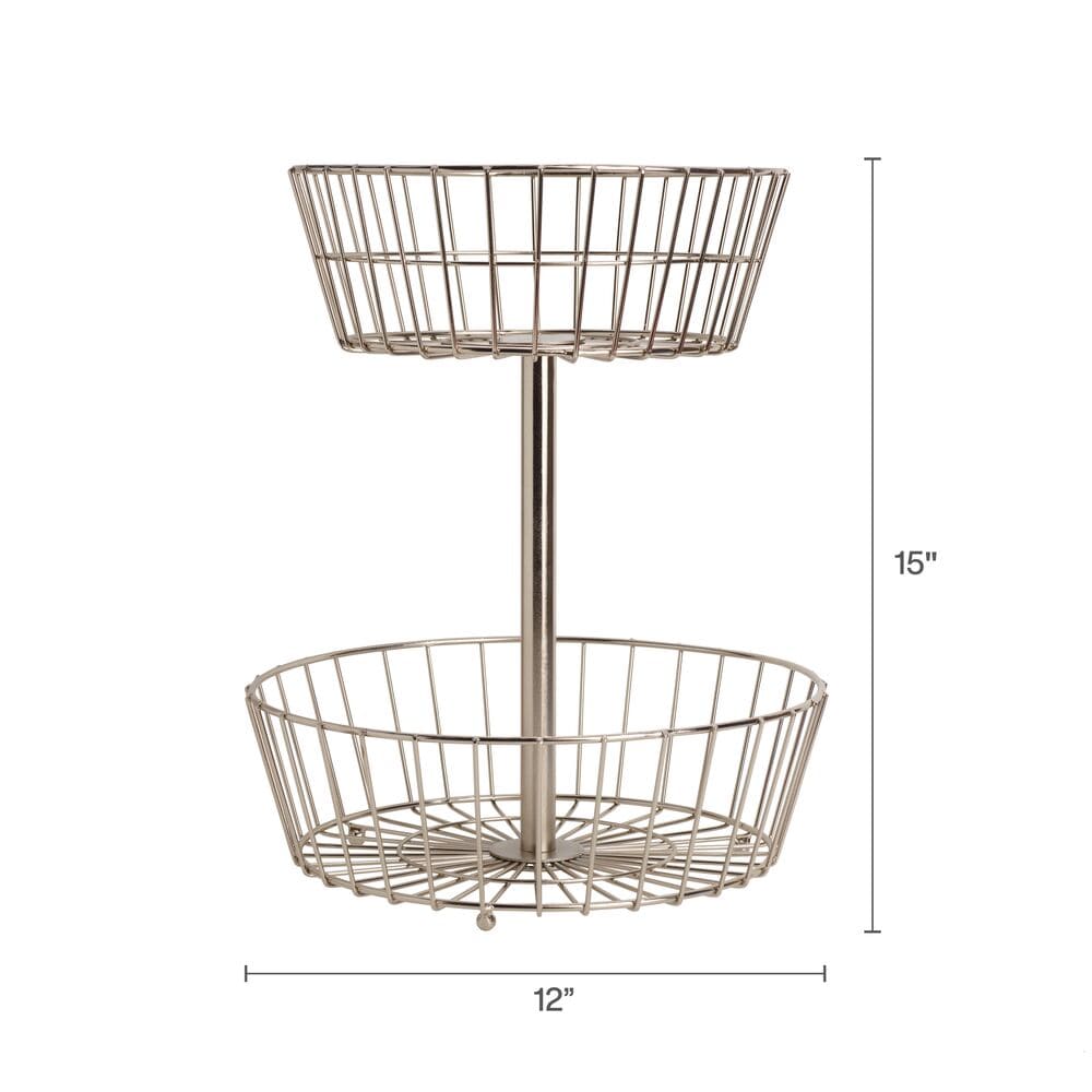 Geneva Nickel 2 Tier Fruit Storage Basket