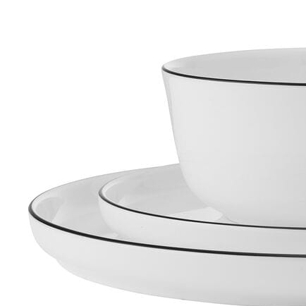 Samantha Banded Black 12 Piece Dinnerware Set, Service for 4