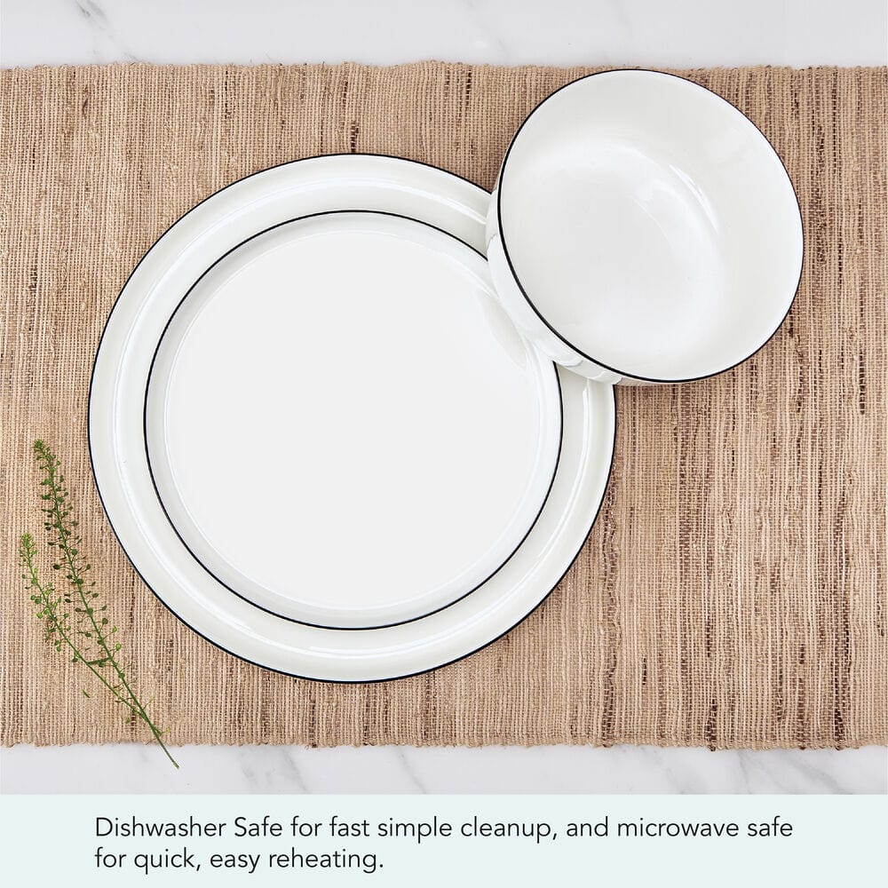 Samantha Banded Black 12 Piece Dinnerware Set, Service for 4