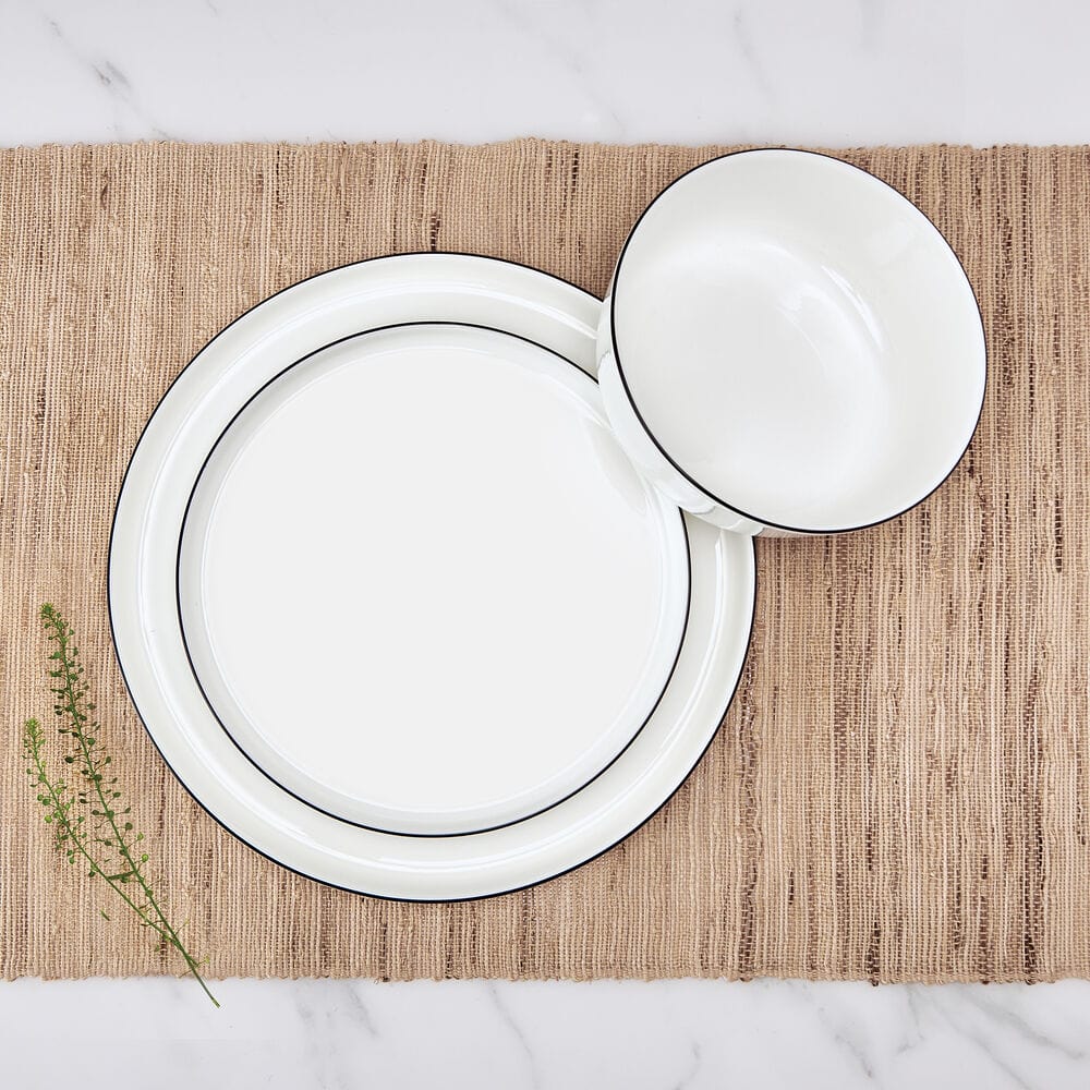 Samantha Banded Black 12 Piece Dinnerware Set, Service for 4