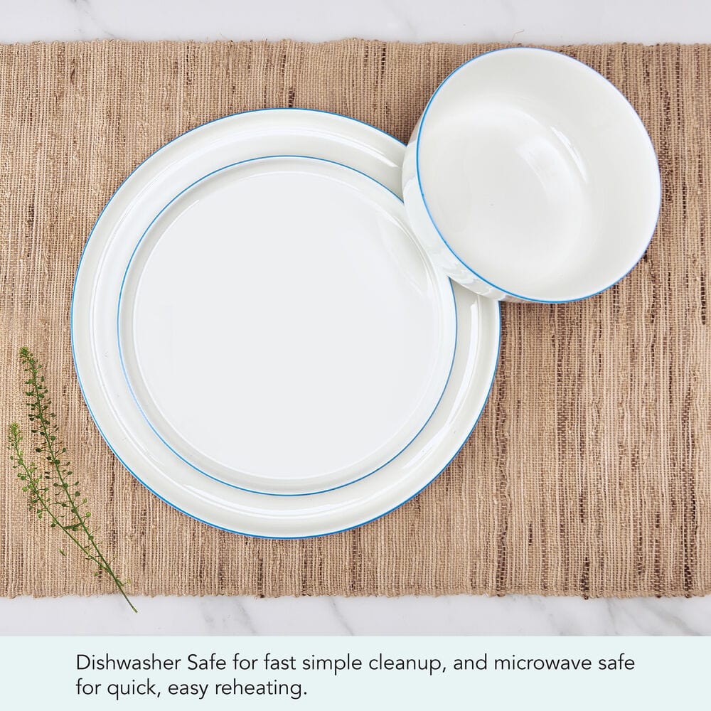 Samantha Blue Rim 12 Piece Dinnerware Set, Service for 4