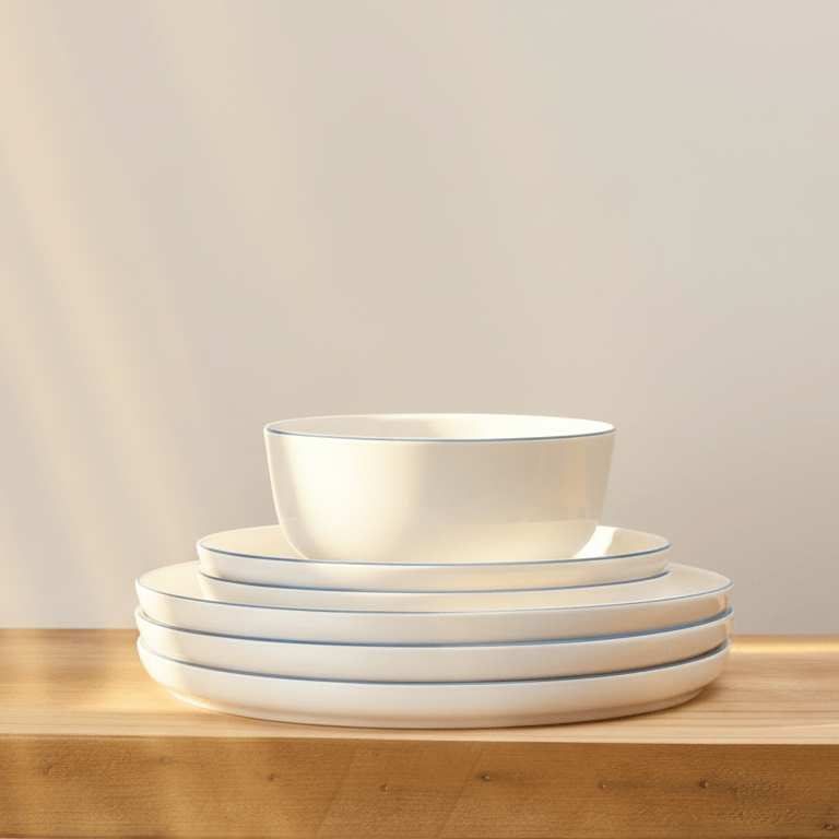 Samantha Blue Rim 12 Piece Dinnerware Set, Service for 4