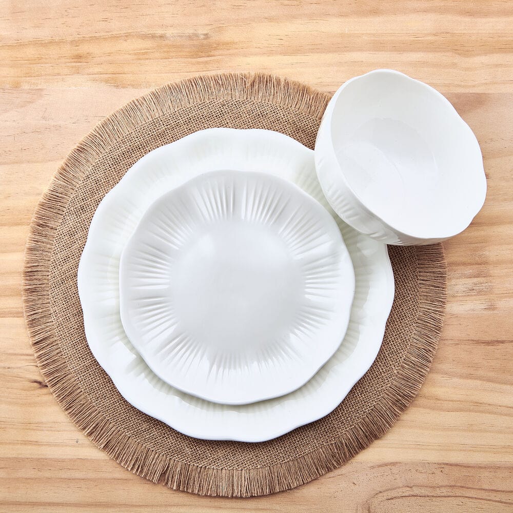 Flora Scalloped 12 Piece Dinnerware Set, Service for 4