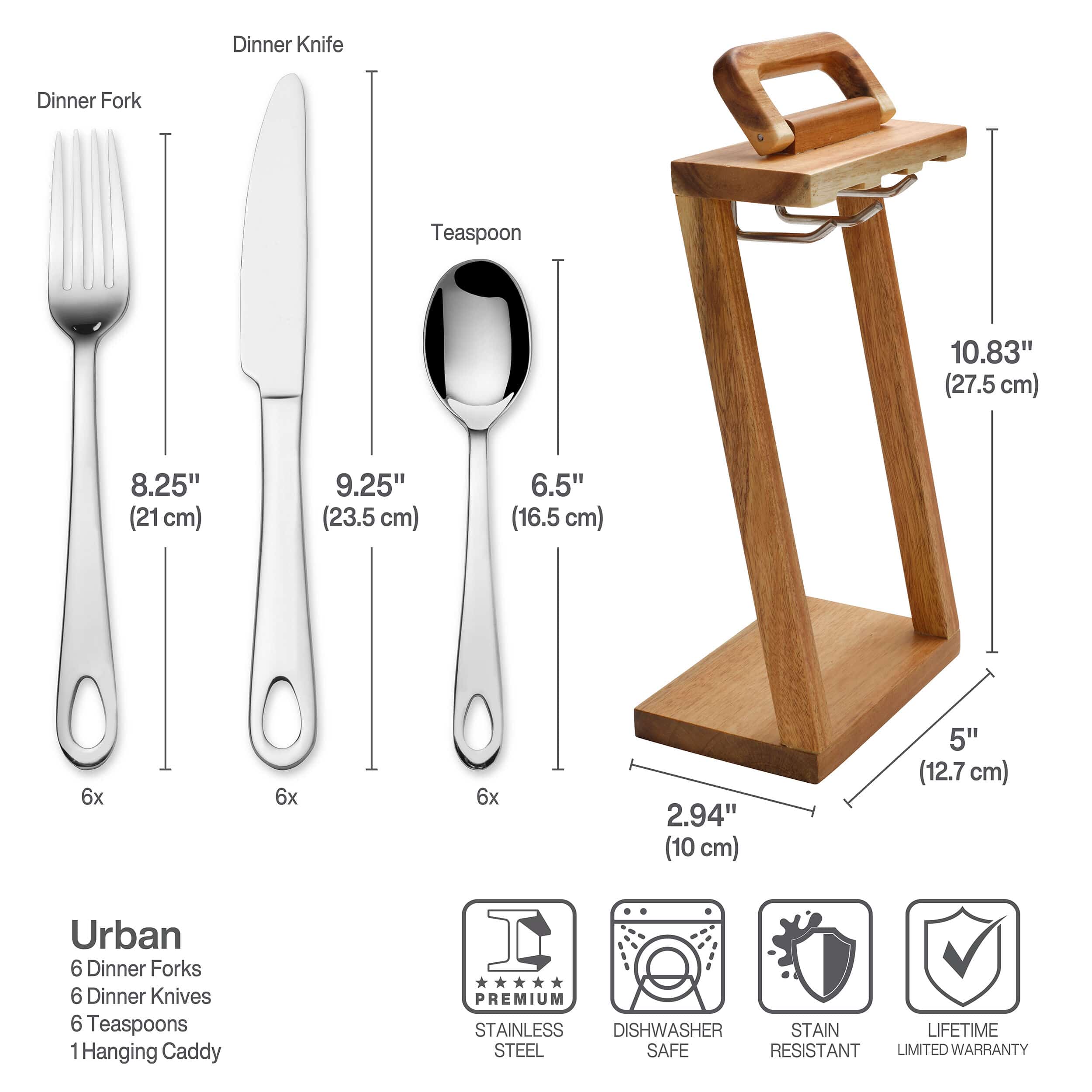 Urban 18 Piece Flatware Set with Caddy