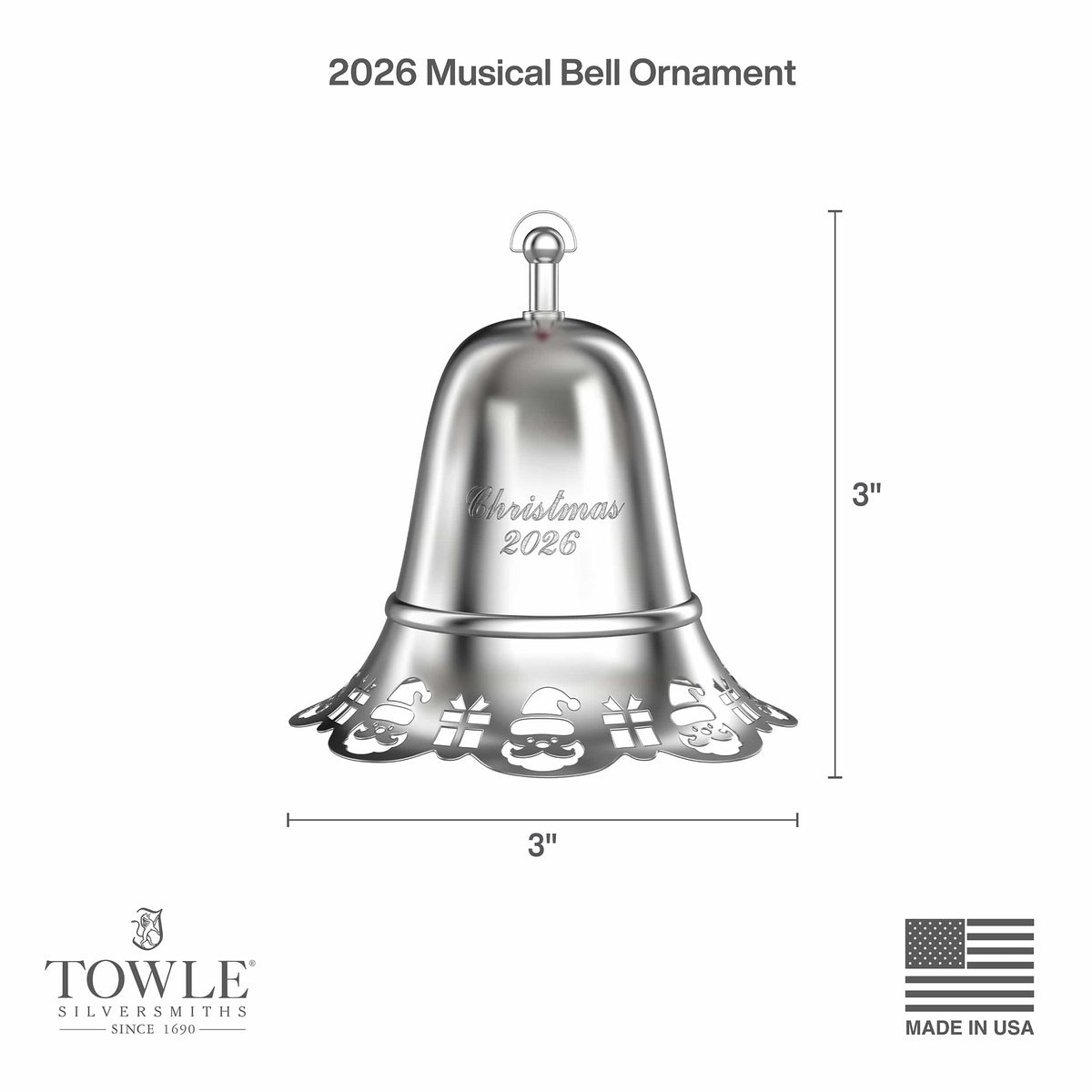Towle 2026 Silver Plated Pierced Musical Bell Ornament 46th Edition