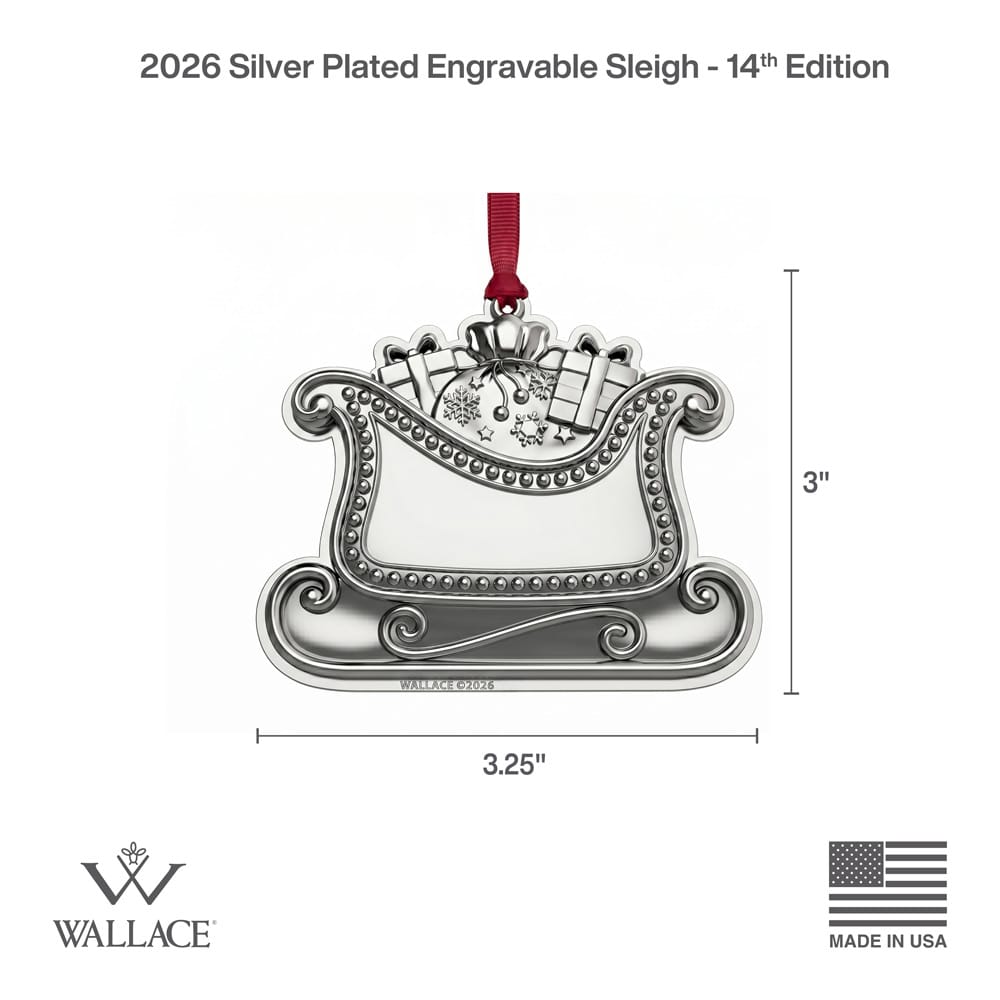 Wallace 2026 Silver Plated Engravable Sleigh Ornament 14th Edition