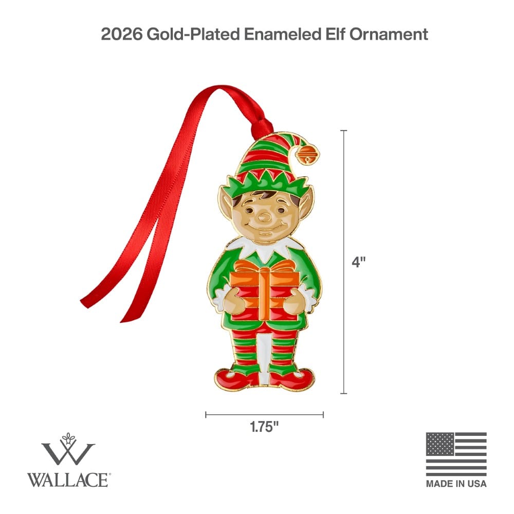 Wallace 2026 Gold Plated Enameled Wonders of Christmas Elf Ornament 17th Edition
