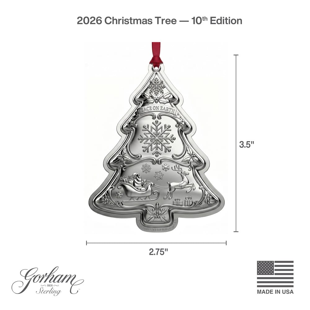Gorham 2026 Sterling Silver Christmas Tree Ornament 10th Edition