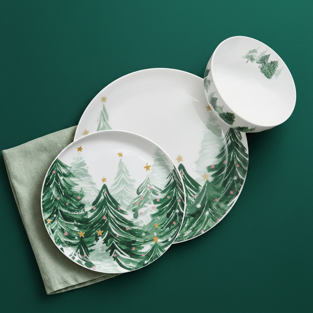 Yuletide Forest 12 Piece Dinnerware Set, Service for 4