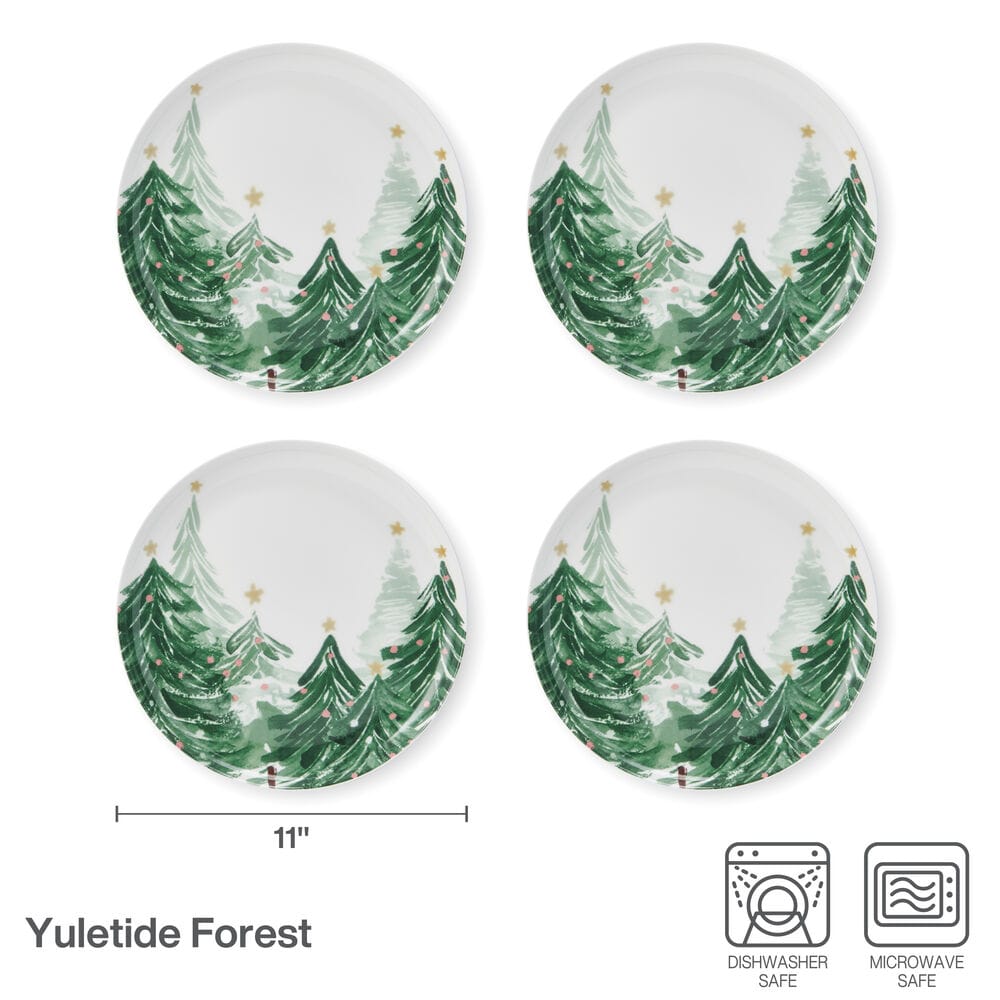 Yuletide Forest Set of 4 Dinner Plates