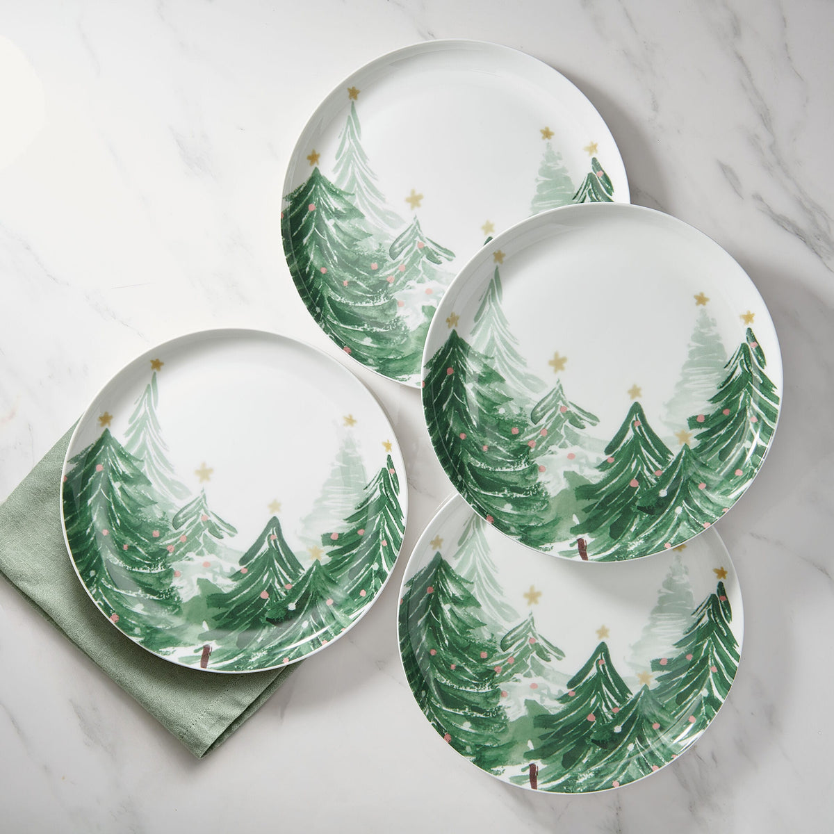 Yuletide Forest Set of 4 Dinner Plates
