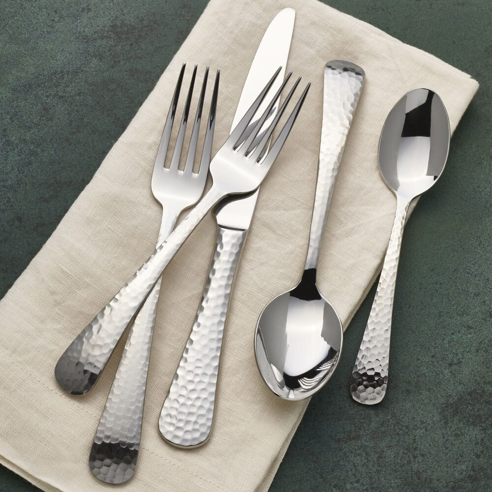 Hammered Opulent 112 Piece Flatware Set, Service for 12