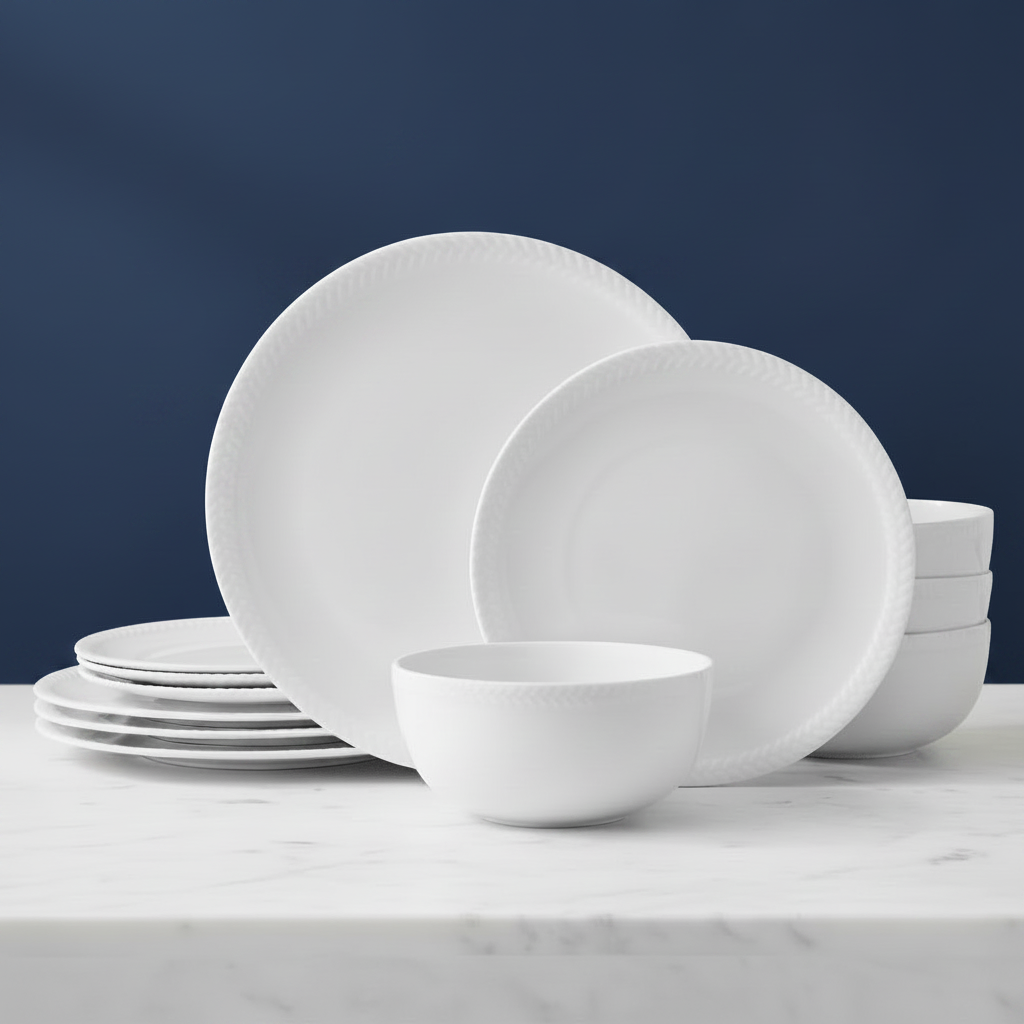 Embossed Rope 12 Piece Dinnerware Set, Service for 4