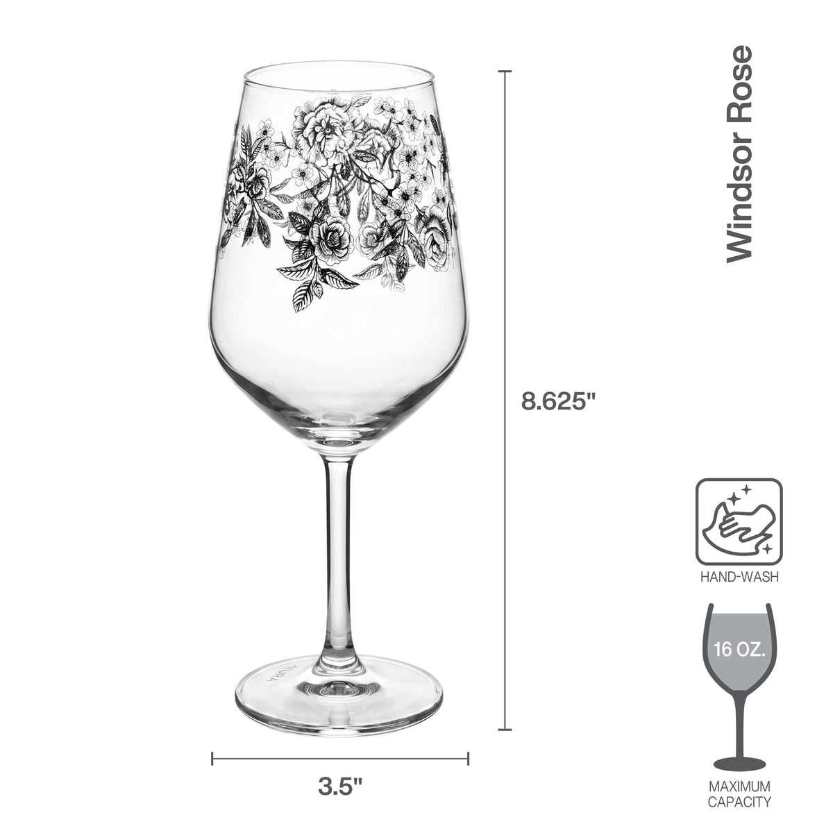 Windsor Rose Set of 4 Wine Glasses