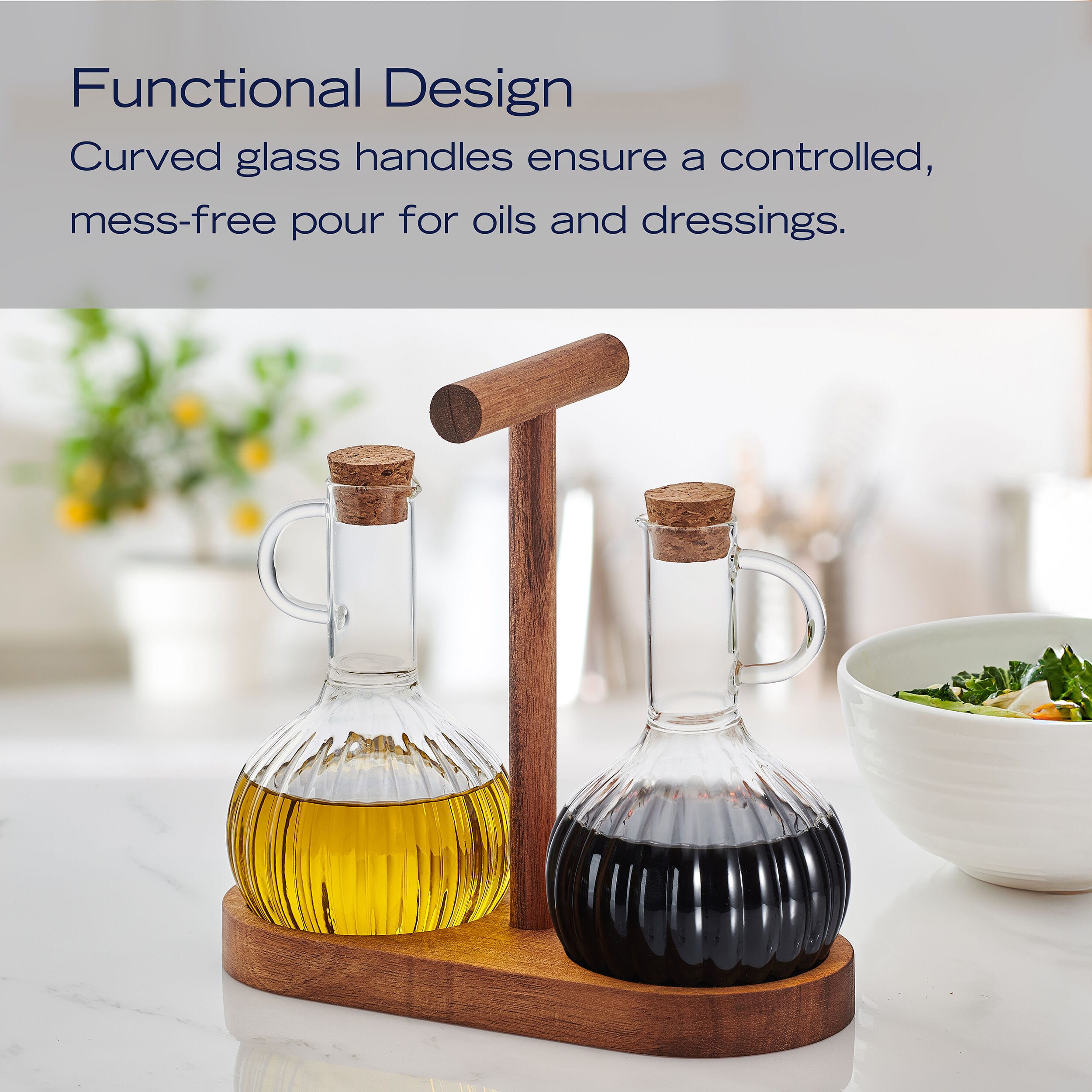Glenwood 3 Piece Oil and Vinegar Cruet Set