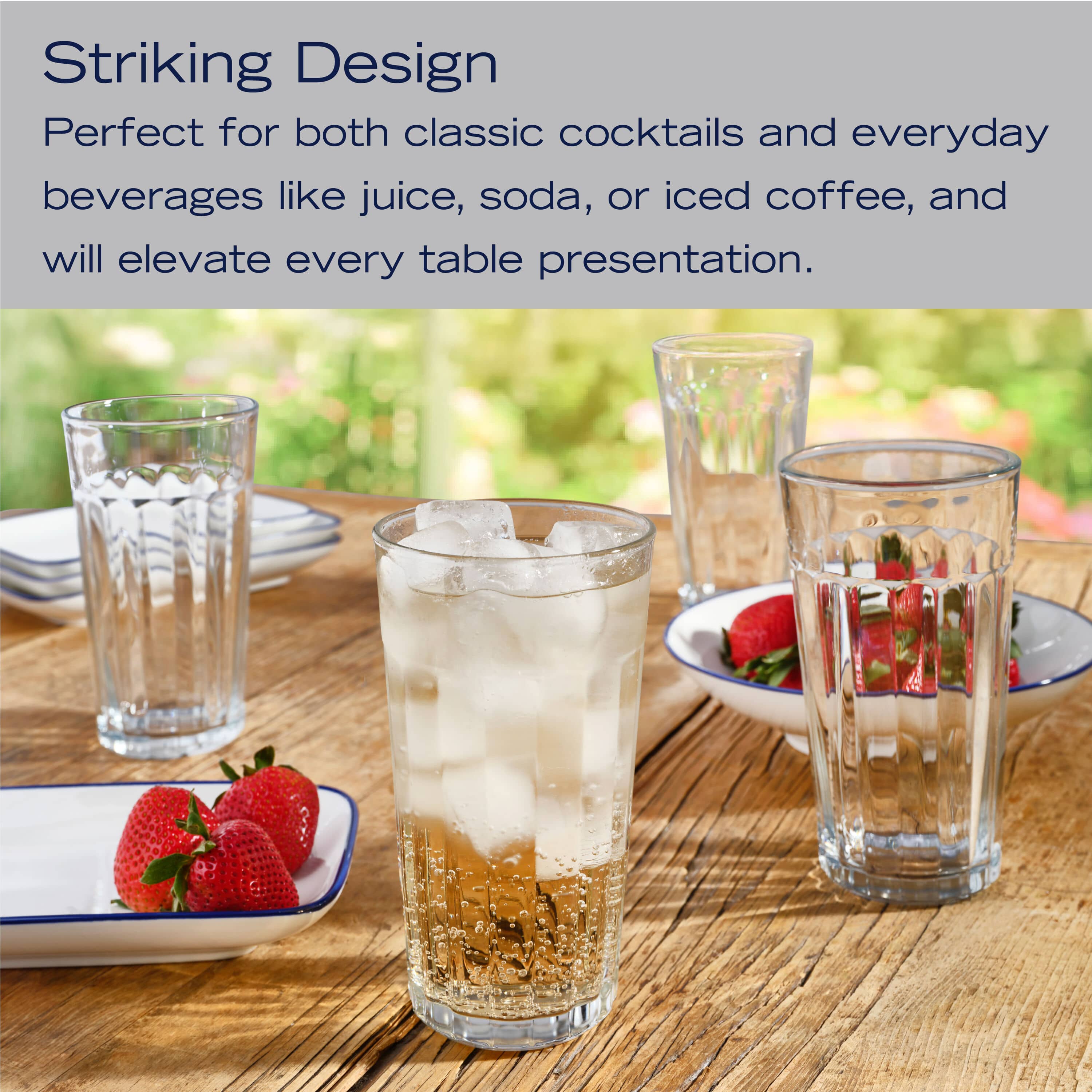 Mable Set of 6 Highball Tumbler Glasses, 16oz.