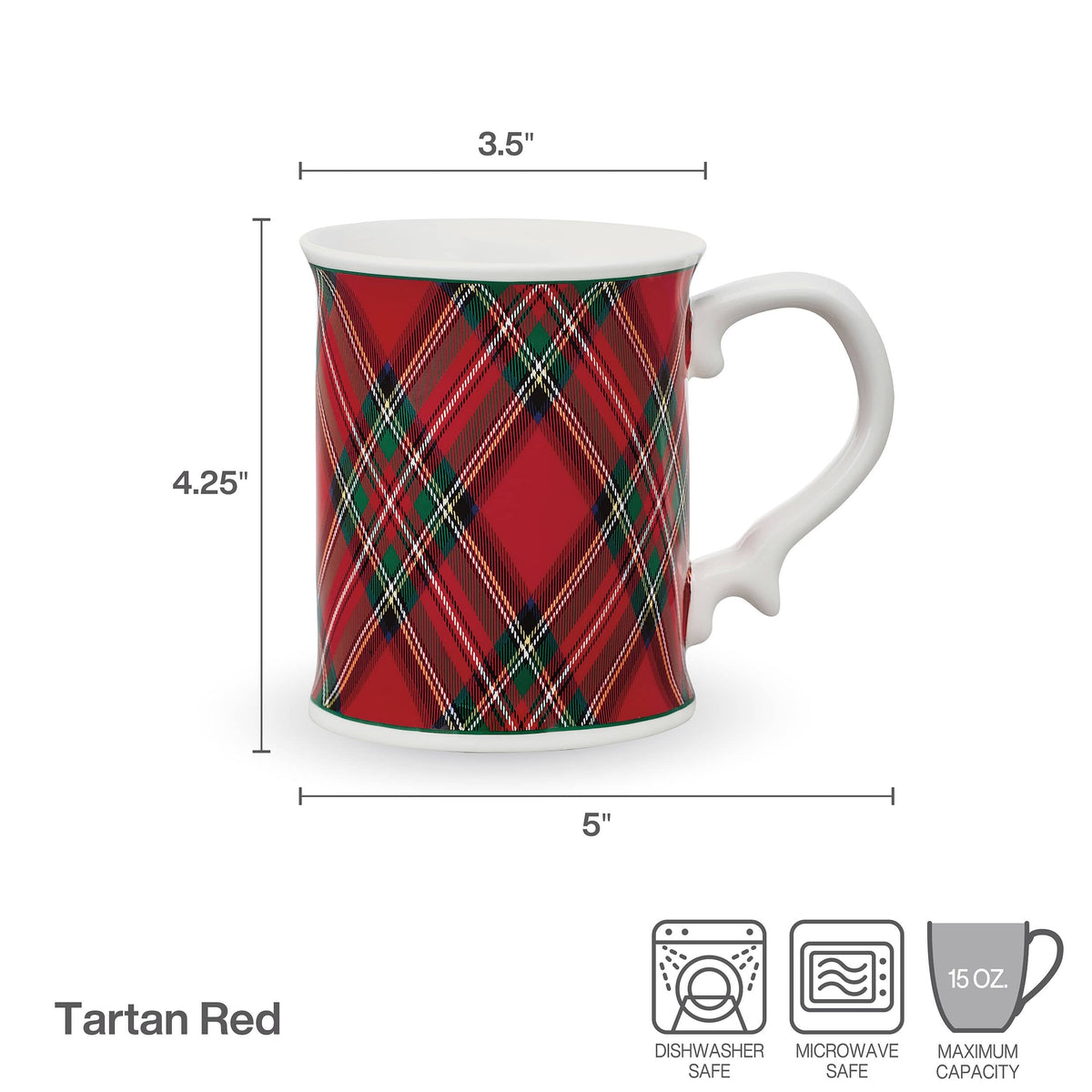 Tartan Red Set of 4 Mugs