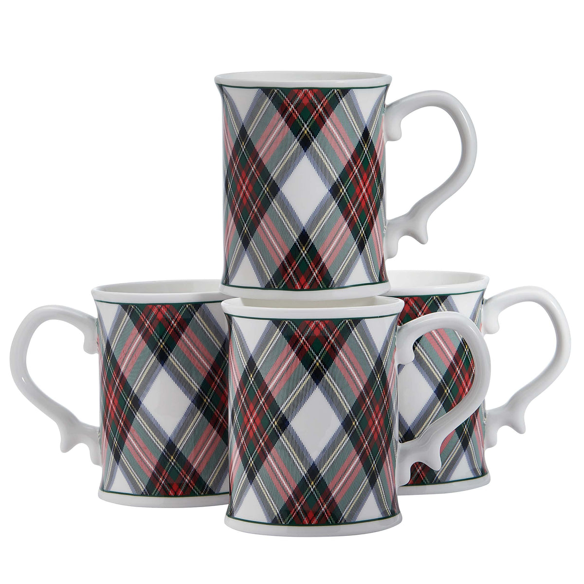 Tartan White Set of 4 Mugs
