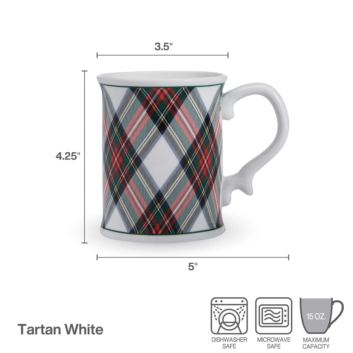 Tartan White Set of 4 Mugs