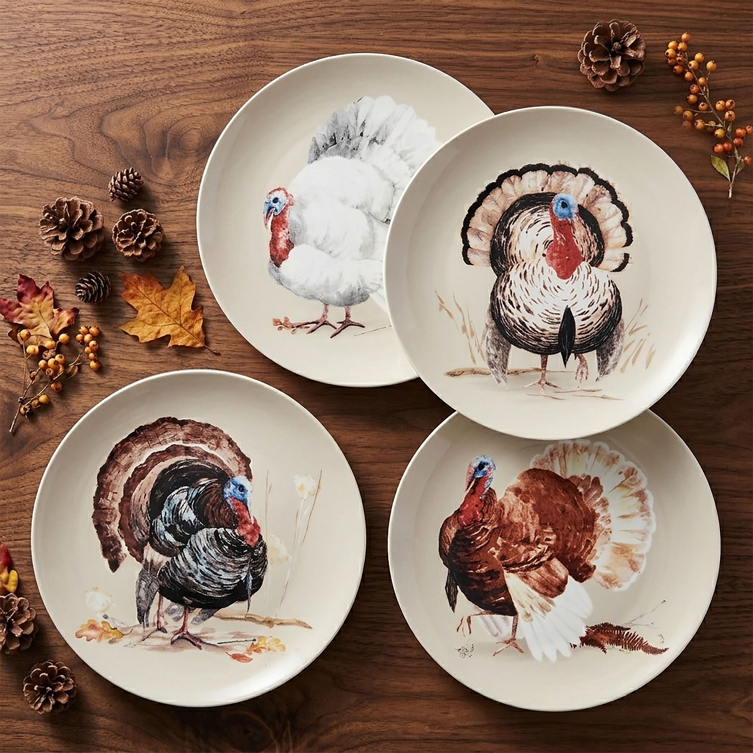 Fall Feathers Set of 4 Salad Plates