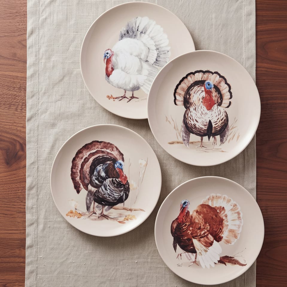 Fall Feathers Set of 4 Salad Plates