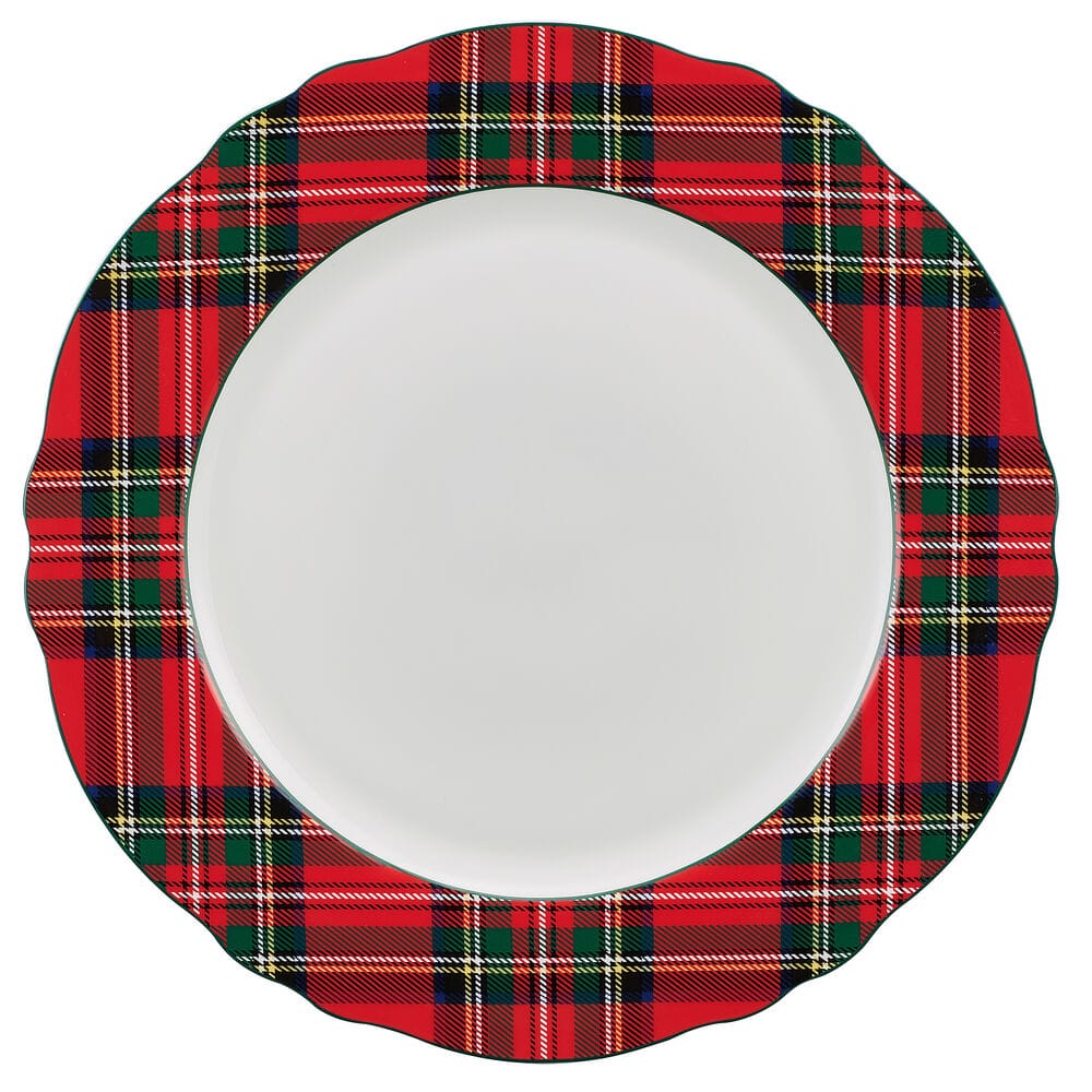 Tartan Red Scallop 12 Piece Dinnerware Set, Service for 4