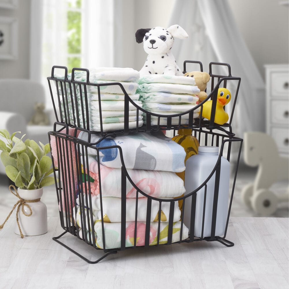 Band & Stripe Set of 2 Stackable Storage Baskets