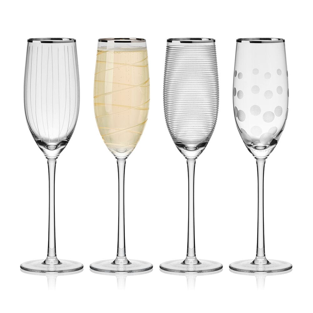 Cheers® Set of 4 Platinum Banded Flutes