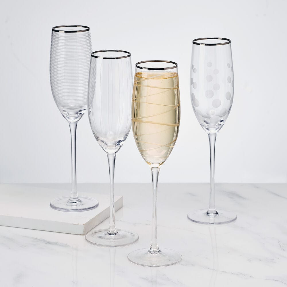 Cheers® Set of 4 Platinum Banded Flutes