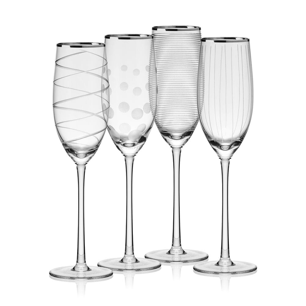 Cheers® Set of 4 Platinum Banded Flutes