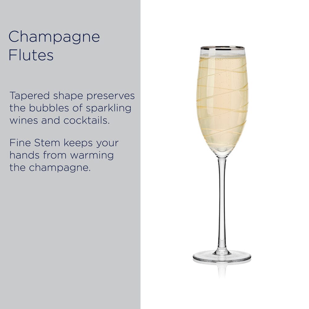 Cheers® Set of 4 Platinum Banded Flutes