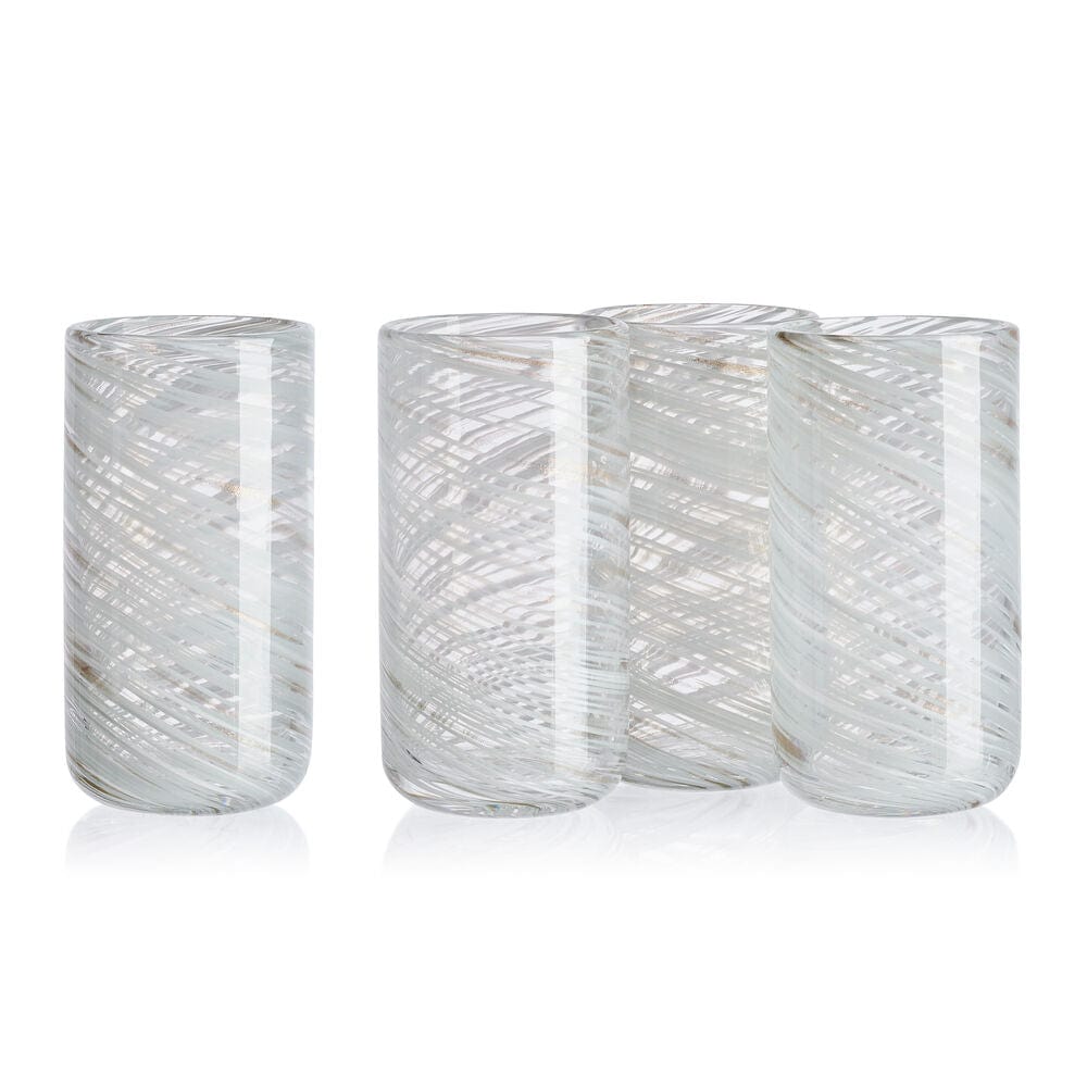 Color Swirl Gray Set of 4 Highball Glasses