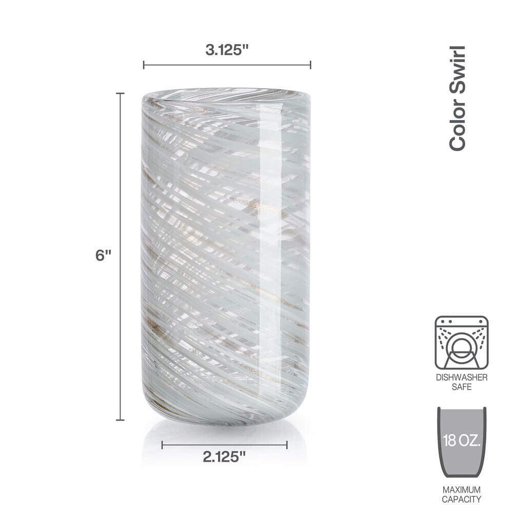 Color Swirl Gray Set of 4 Highball Glasses