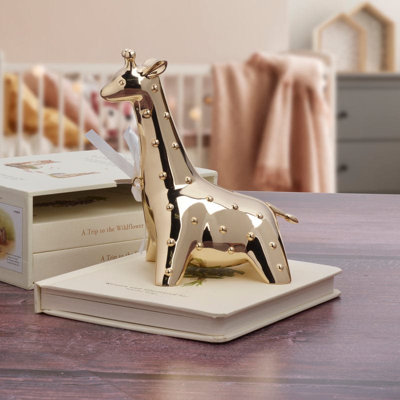 Baby Giraffe Gold Finish Coin Bank