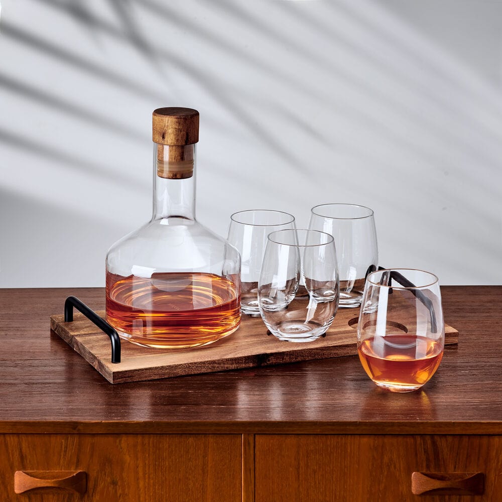 Glenwood 7 Piece Stemless Wine and Decanter Set