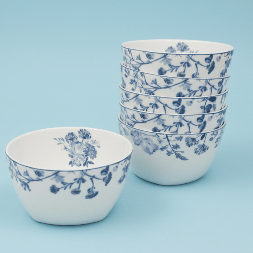 Wildflower Garden Blue Set of 6 Fruit Bowls