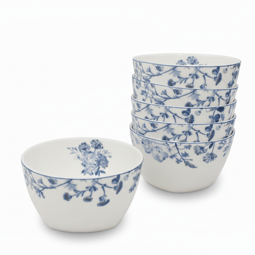 Wildflower Garden Blue Set of 6 Fruit Bowls