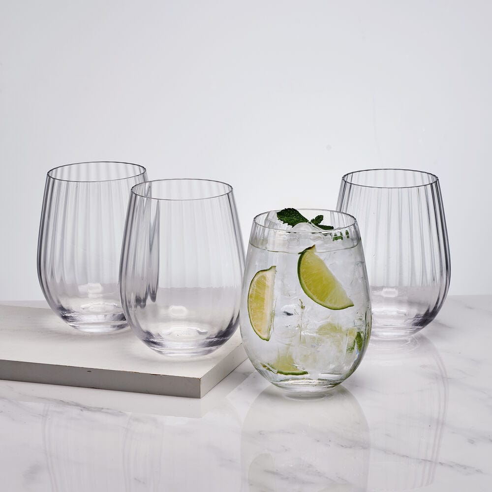 Optic Set of 4 Stemless Wine Glasses