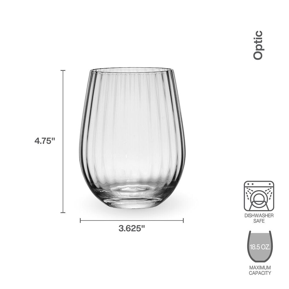Optic Set of 4 Stemless Wine Glasses