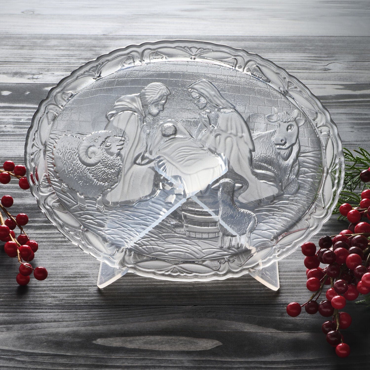 Rejoice Crystal Nativity Small Plate with Stand