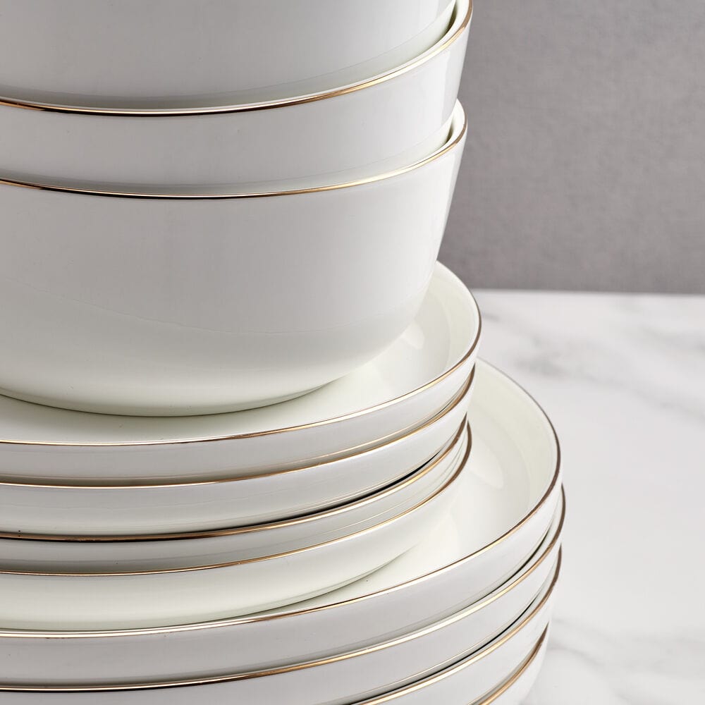 Samantha Gold Rim 12 Piece Dinnerware Set, Service for 4