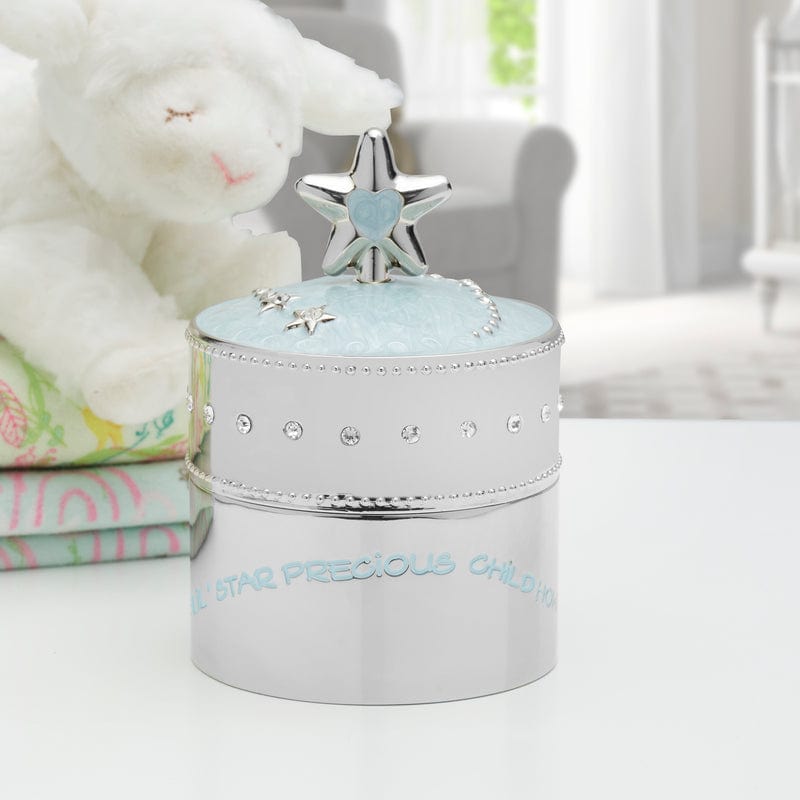 Baby Blue Star Nickelplate Trinket Music Box