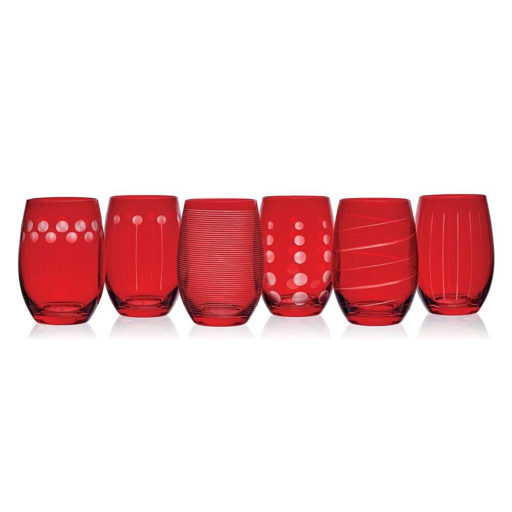 Mikasa Cheers Stemless Ruby Wine Glasses, Set of 6