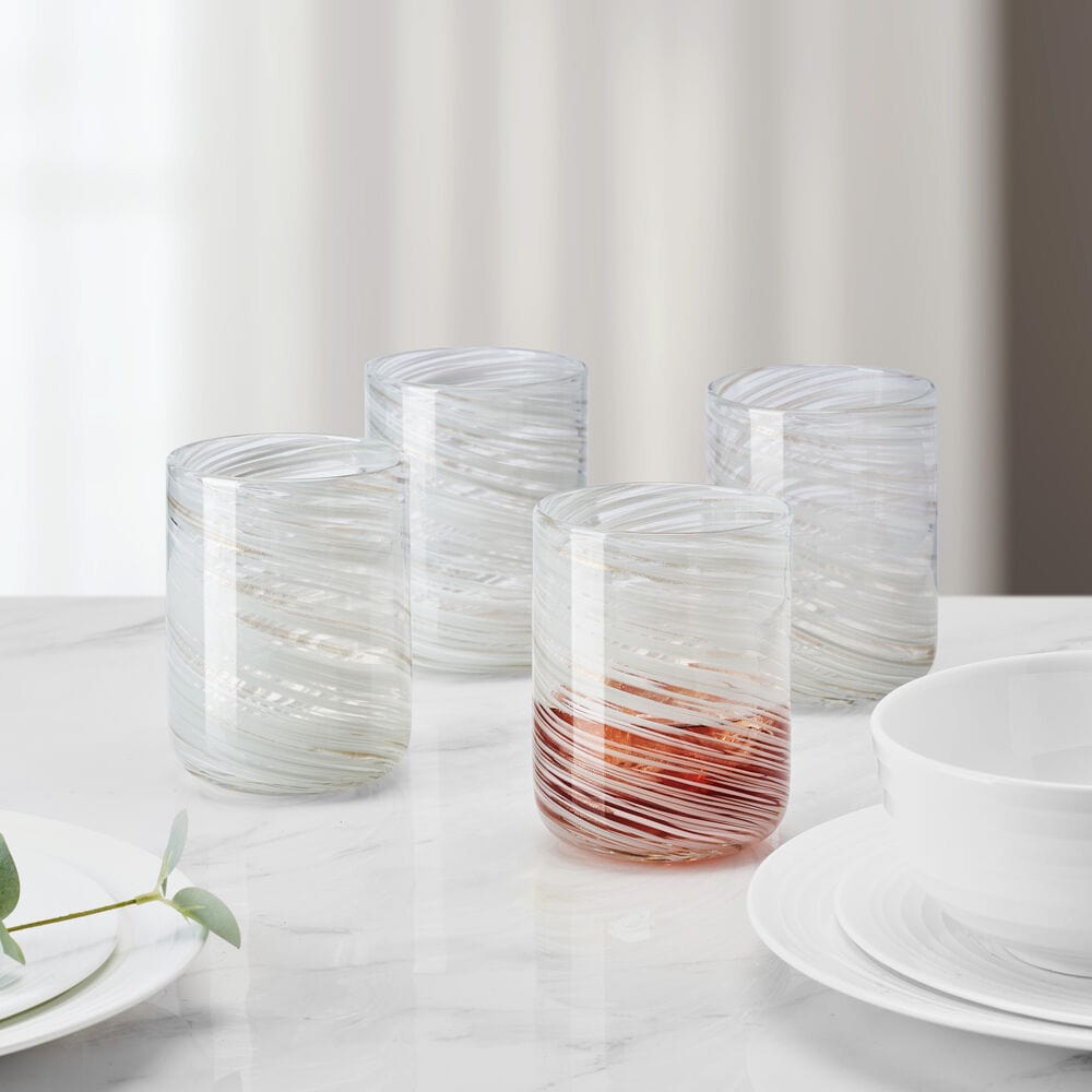 Color Swirl Gray Set of 4 Double Old Fashioned Glasses