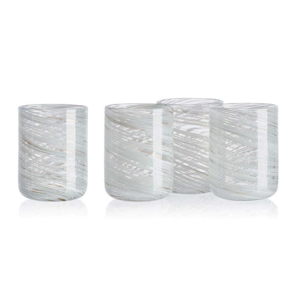 Color Swirl Gray Set of 4 Double Old Fashioned Glasses